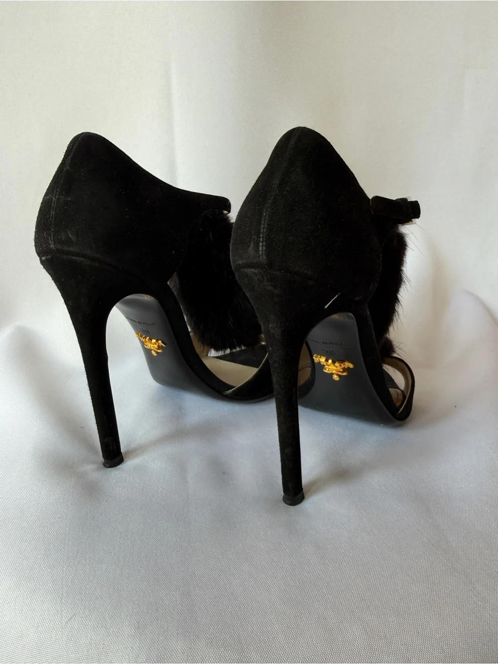 Prada Black Mink Fur High Heels